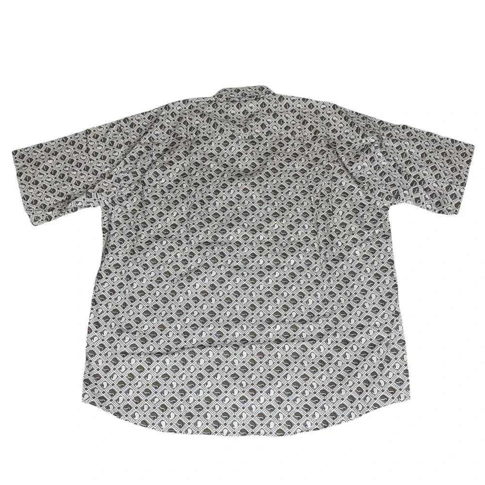 NEW Vintage Henry Grethel Mens XL Short‎ Sleeve Shirt Paisley Geometric Brown